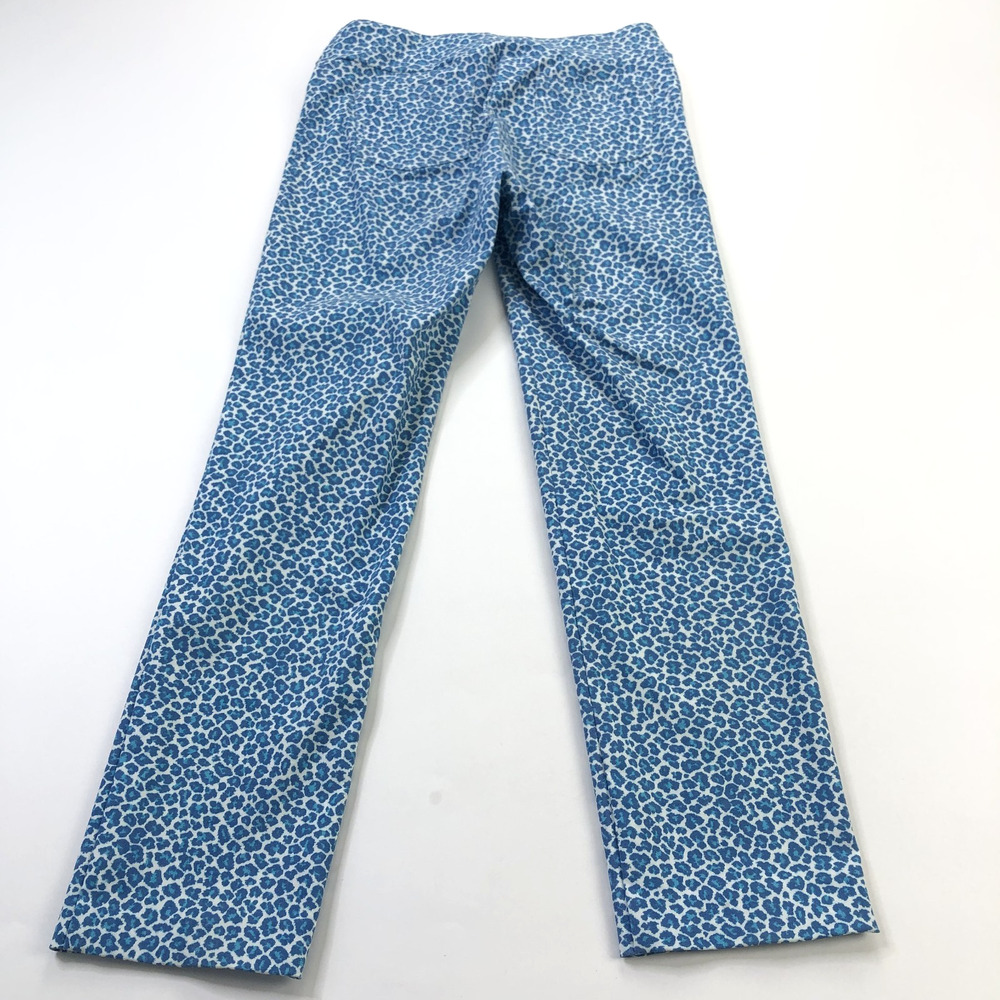 J.McLaughlin 0 (Fit 28W 27L) Mid Rise Elastic Pull On Rayon Pants Blue Leopard